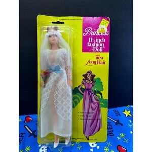 Vintage Kmart Princess 11.5 inch Fashion Doll Blonde Long Hair White Lace Gown